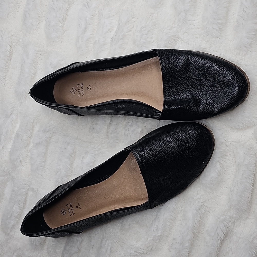 Black Leather Flats